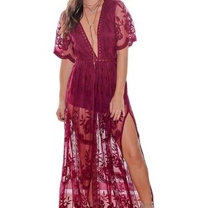 Womens Lace Deep-V neck Romper